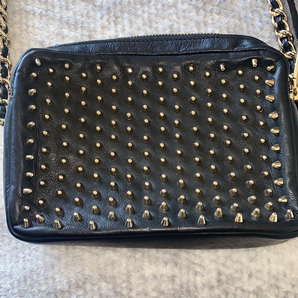 Black leather studded, Crossbody purse